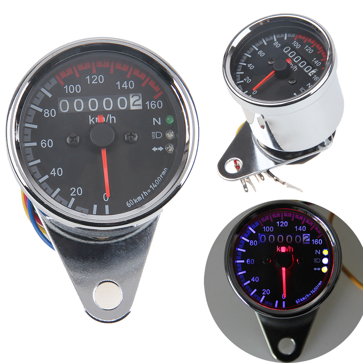 Motorcycle Odometer Speedometer Gauge Meter LED Backlight Turn Signals Headlight eBay